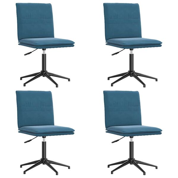vidaXL Chaises &agrave; manger lot de 4 Bleu Velours