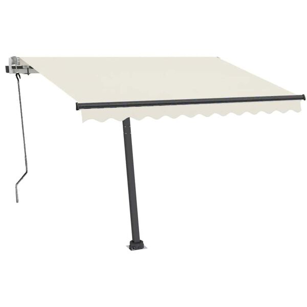 vidaXL Auvent manuel r&eacute;tractable avec LED 350x250 cm Cr&egrave;me
