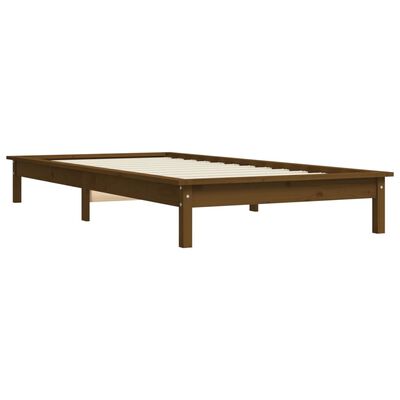 vidaXL Cadre de lit Marron miel 75x190 cm Bois pin massif Petit simple