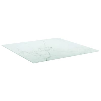 vidaXL Dessus de table blanc 70x70 cm 6 mm verre trempé design marbre
