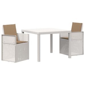vidaXL Ensemble de salle &agrave; manger pour jardin 3 pc Blanc et taupe PP
