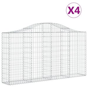 vidaXL Paniers &agrave; gabions arqu&eacute;s 4 pcs 200x30x100/120 cm Fer galvanis&eacute;