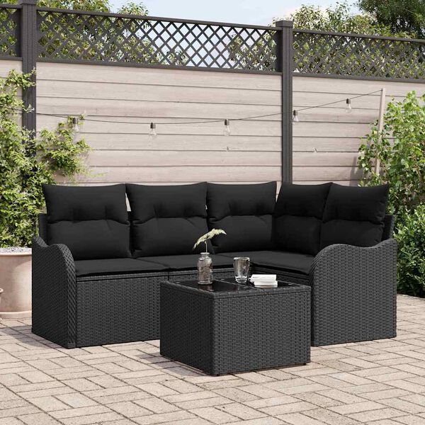 vidaXL Ensemble de canap&eacute; de jardin Noir polyrotin