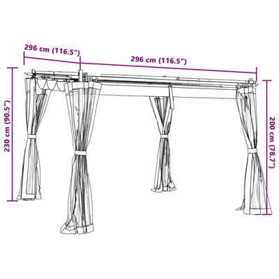 vidaXL Tonnelle avec parois en filet crème 3x3 m acier