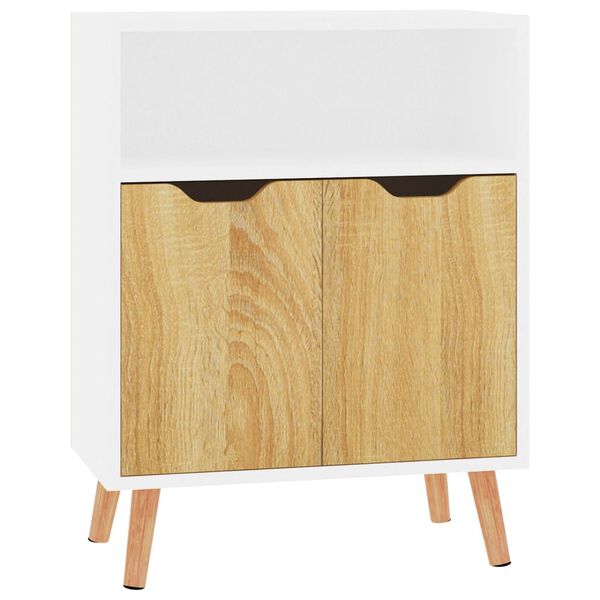 vidaXL Buffet blanc et ch&ecirc;ne sonoma 60x30x72 cm bois d'ing&eacute;nierie