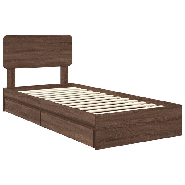 vidaXL Lit de Rangement Ch&ecirc;ne brun 90 x 190 cm Bois d'ing&eacute;nierie