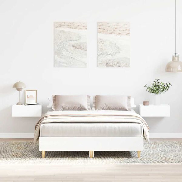 vidaXL Cadre de lit sans matelas blanc 140x190 cm bois d'ing&eacute;nierie