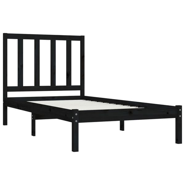 vidaXL Cadre de lit sans matelas noir bois de pin massif 75x190 cm