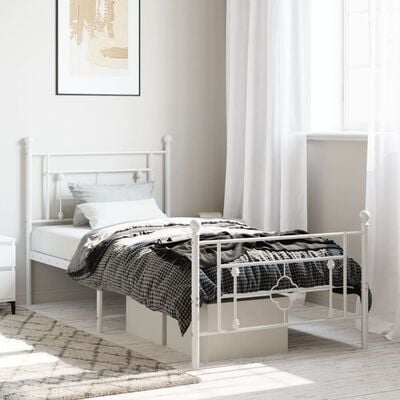 vidaXL Cadre de lit métal sans matelas avec pied de lit blanc 90x200cm