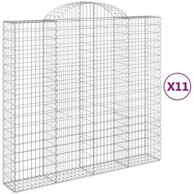 vidaXL Paniers à gabions arqués 11 pcs 200x50x180/200 cm Fer galvanisé