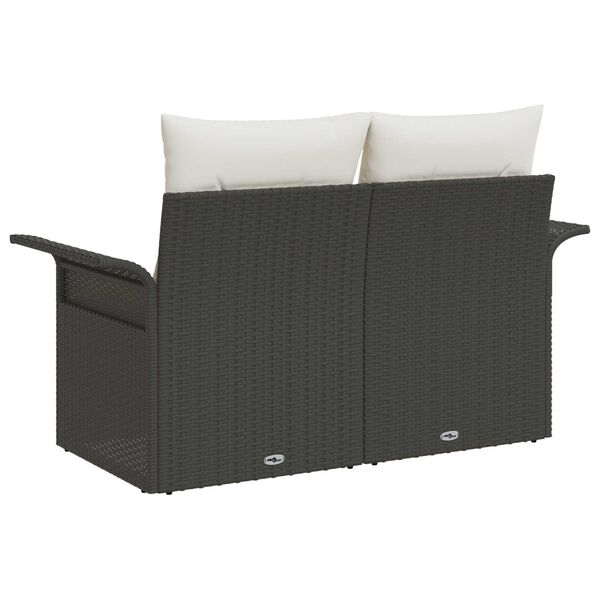 vidaXL Canap&eacute; de jardin avec coussin Noir 141 x 62 x 69 cm polyrotin