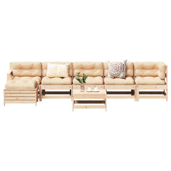 vidaXL Salon de jardin 7 pcs Bois de pin massif