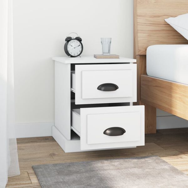 vidaXL Table de chevet blanc 39x39x47,5 cm bois d&rsquo;ing&eacute;nierie