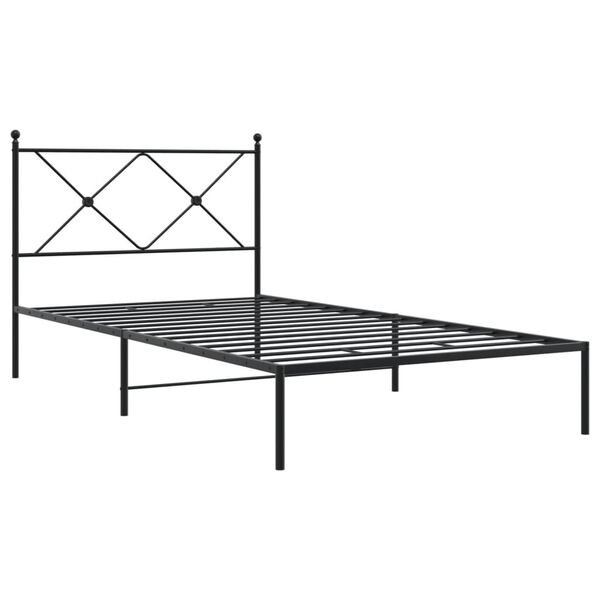 vidaXL Cadre de lit m&eacute;tal sans matelas avec t&ecirc;te de lit noir 100x190cm