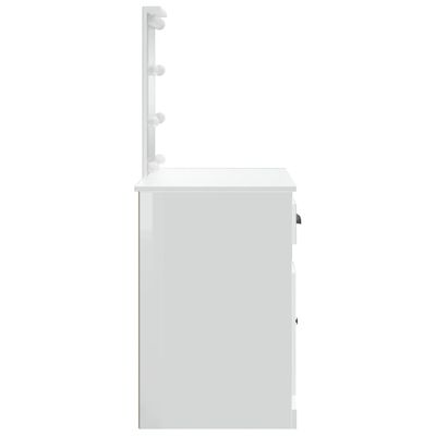 vidaXL Coiffeuse avec lumières LED blanc brillant 90x42x132,5 cm