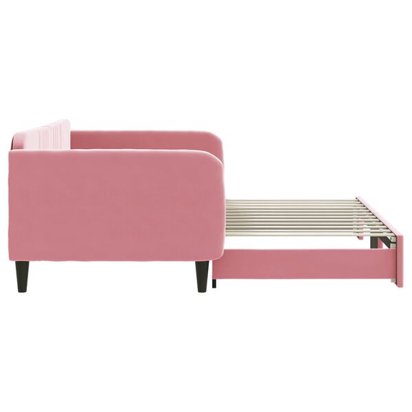 vidaXL Lit de jour avec lit gigogne rose 100x200 cm velours