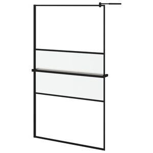 vidaXL Paroi de douche avec &eacute;tag&egrave;re Noir 115x195cm Verre ESG&Aluminium