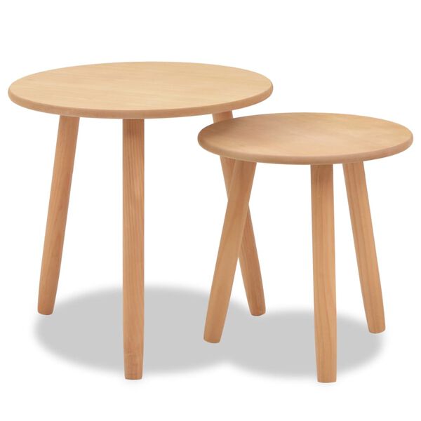 vidaXL Ensemble de tables d'appoint 2 pcs Bois de pin massif Marron