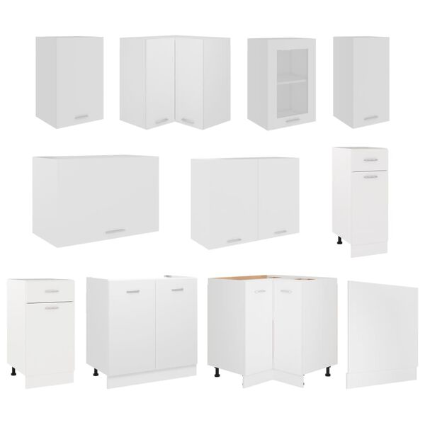 vidaXL Ensemble de 11 meubles de cuisine "Lyon" en bois d'ing&eacute;nierie blanc