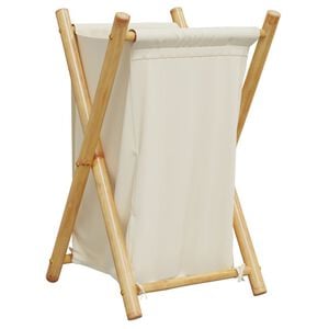 vidaXL Panier &agrave; linge blanc cr&egrave;me 41,5x36x63,5 cm bambou