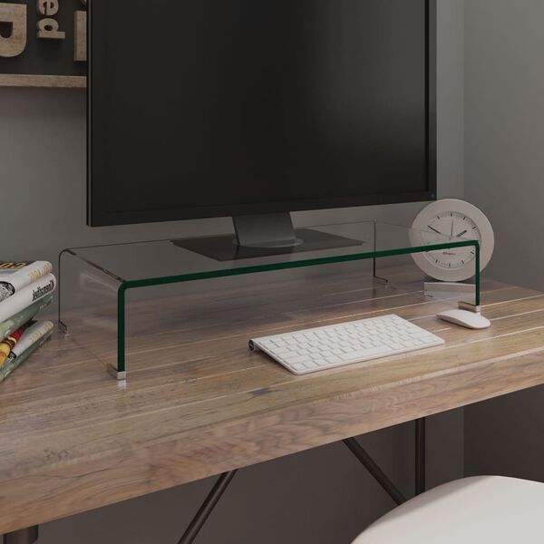 vidaXL Meuble TV/pour moniteur 70x30x13 cm verre transparent