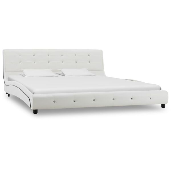 vidaXL Lit avec matelas à mémoire de forme Blanc Similicuir 160x200 cm