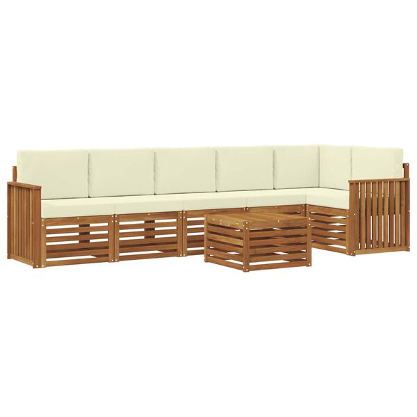 vidaXL Ensemble de canap&eacute; d'angle avec coussin 7 pcs Naturel et Cr&egrave;me