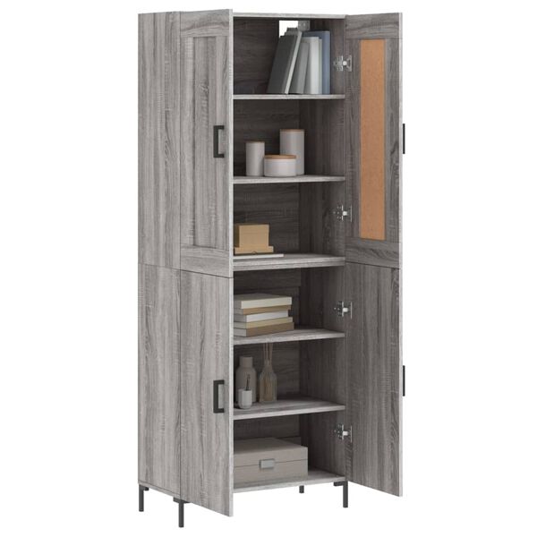 vidaXL Buffet haut Sonoma gris 69,5x34x180 cm Bois d'ing&eacute;nierie