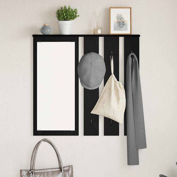 vidaXL Porte-manteau mural avec &eacute;tag&egrave;re Ch&ecirc;ne noir 84 x 10 x 80 cm