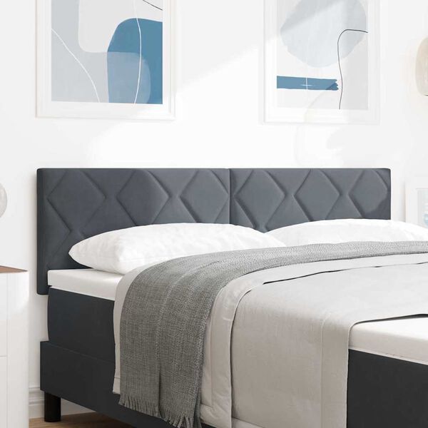 vidaXL T&ecirc;te de lit LED Gris fonc&eacute; 144 cm Cuir synth&eacute;tique