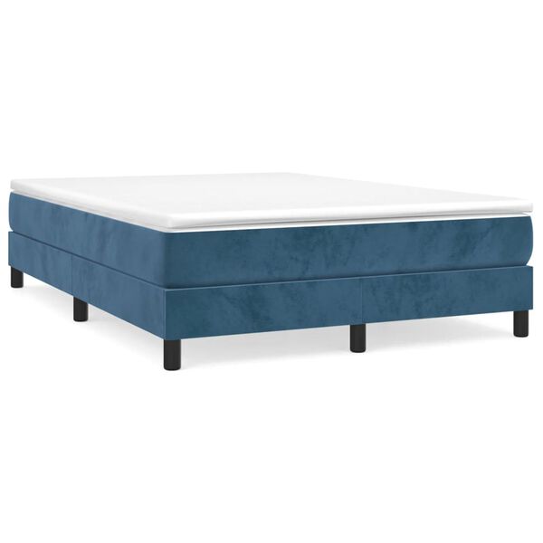 vidaXL Sommier &agrave; lattes de lit et matelas Bleu fonc&eacute; 140x200cm Velours