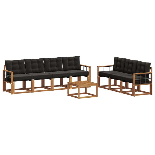 vidaXL Ensemble de canap&eacute;s d'ext&eacute;rieur 8 pcs Naturel et Noir