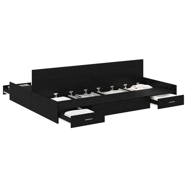 vidaXL Cadre de lit avec rangement avec tiroir Ch&ecirc;ne noir 160 x 200 cm