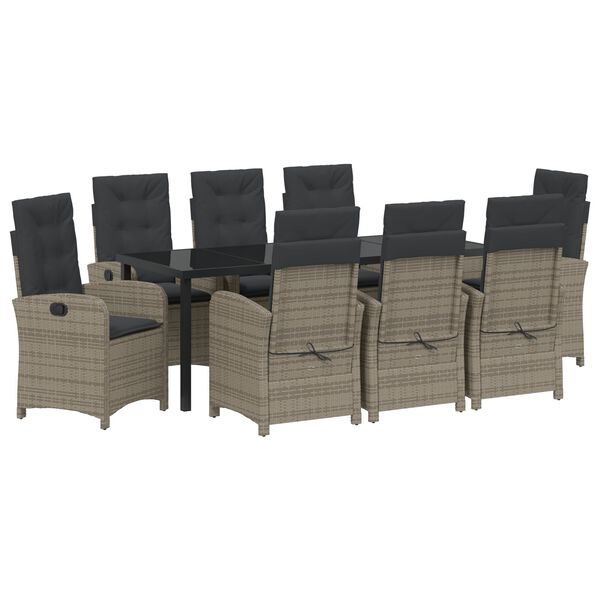 vidaXL Ensemble de salle &agrave; manger pour jardin 9 pcs Gris polyrotin