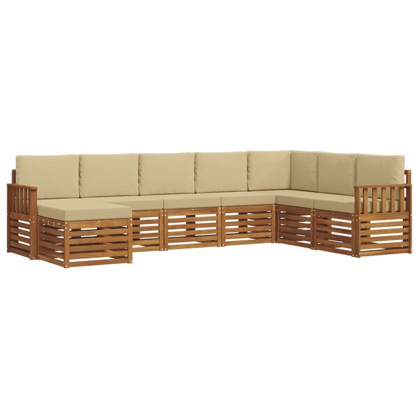 vidaXL Ensemble de canap&eacute; d'angle avec coussin 8 pcs Naturel et Beige