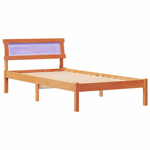 vidaXL Cadre de lit avec t&ecirc;te de lit Brun cire 90 x 190 cm Pin massif