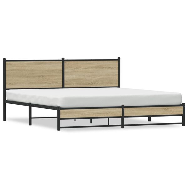 vidaXL Cadre de lit en métal sans matelas chêne sonoma 183x213 cm