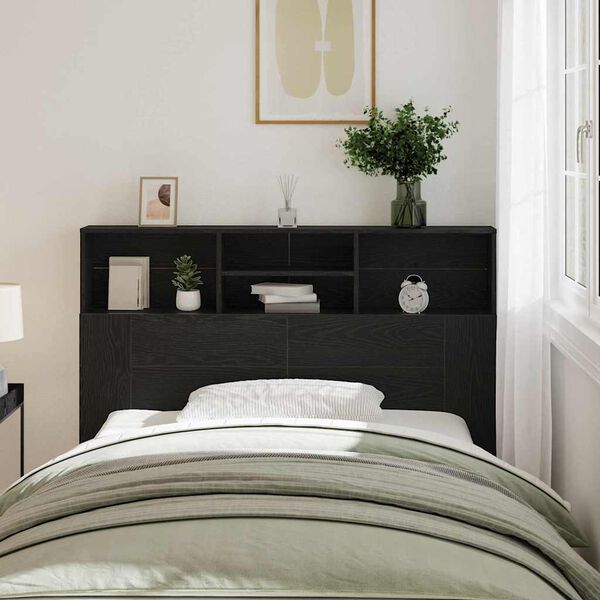 vidaXL Cabinet de T&ecirc;te de Lit Ch&ecirc;ne noir 140 x 19 x 103,5 cm