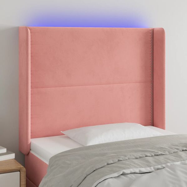 vidaXL T&ecirc;te de lit &agrave; LED Rose 103x16x118/128 cm Velours