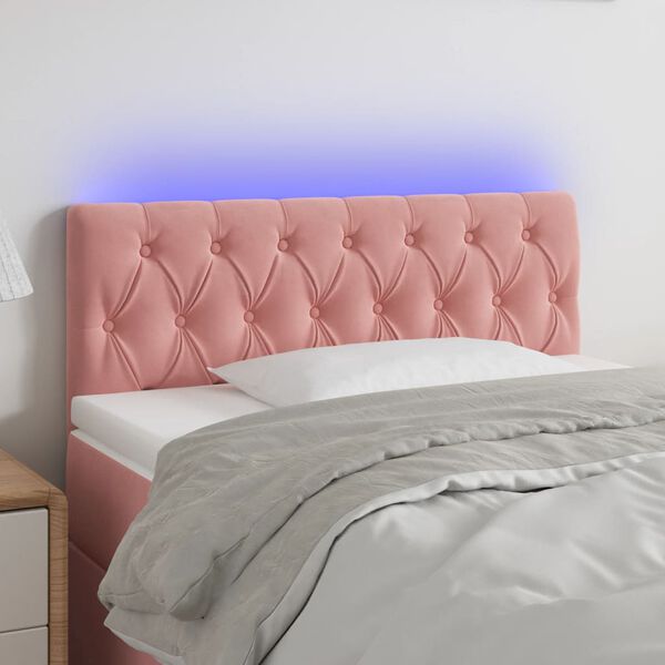 vidaXL T&ecirc;te de lit &agrave; LED Rose 90x7x78/88 cm Velours