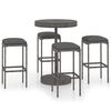 vidaXL Ensemble de bar de jardin 5 pcs et coussins R&eacute;sine tress&eacute;e Gris