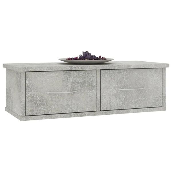 vidaXL &Eacute;tag&egrave;re murale avec tiroirs Gris b&eacute;ton Bois d'ing&eacute;nierie