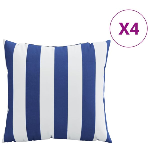 vidaXL Coussins d&eacute;coratifs lot de 4 Rayures bleues et blanches 60x60cm