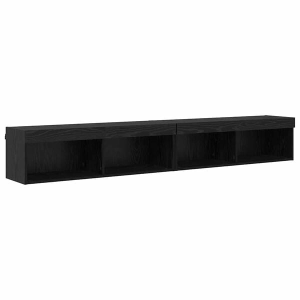 vidaXL Meubles TV muraux Panama 2 pcs Ch&ecirc;ne noir 100 x 30 x 30 cm