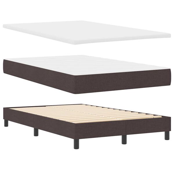 vidaXL Lit &agrave; ressorts avec matelas Marron fonc&eacute; 120 x 200 cm tissu