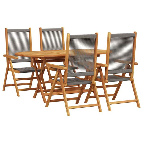 vidaXL Ensemble de salle &agrave; manger pour jardin 5 pcs Gris