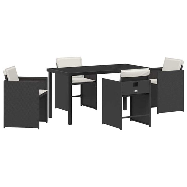 vidaXL Ensemble de salle &agrave; manger pour jardin 5 pcs Noir polyrotin