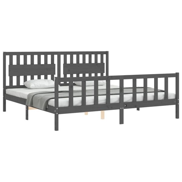 vidaXL Cadre de lit sans matelas gris 200x200 cm bois massif de pin