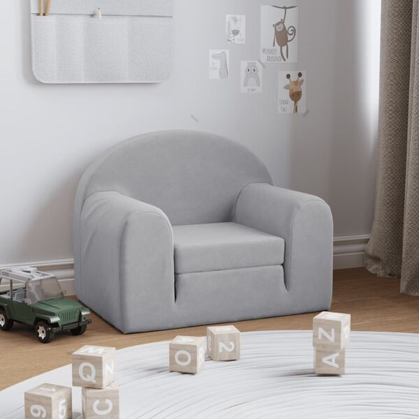 vidaXL Canap&eacute;-lit pour enfants gris clair peluche douce