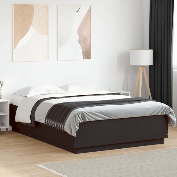vidaXL Cadre de lit avec LED sans matelas noir 120x200 cm